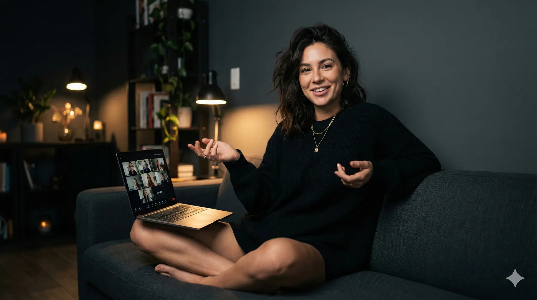 Девушка на видеозвонке с ноутбуком — онлайн-формат СБОРКИ